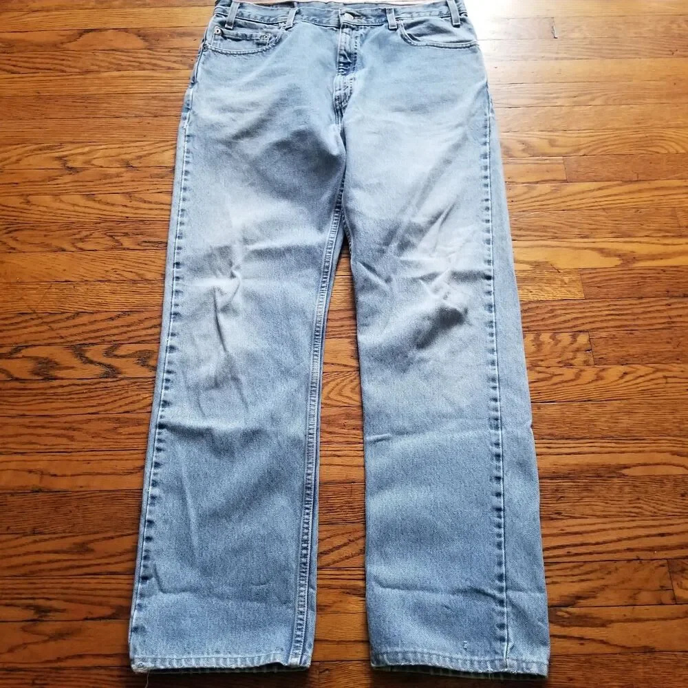 Vintage Levi's 505 Regular Fit Men's 36x32 Light Wash Blue Denim Jeans